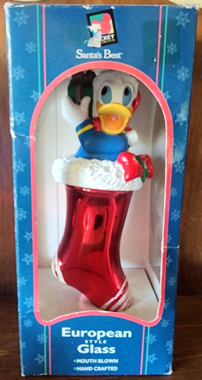 Vintage Santa’s Best Unlimited Donald Duck European Glass Blown Ornament 7"